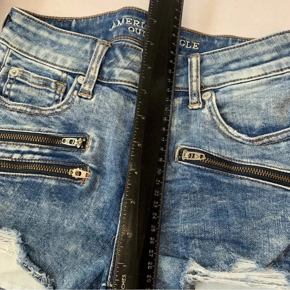 American Eagle Shorts Woman Lot 4 Hi Rise Shortie Super Stretch Blue Green Moto - Picture 8 of 16